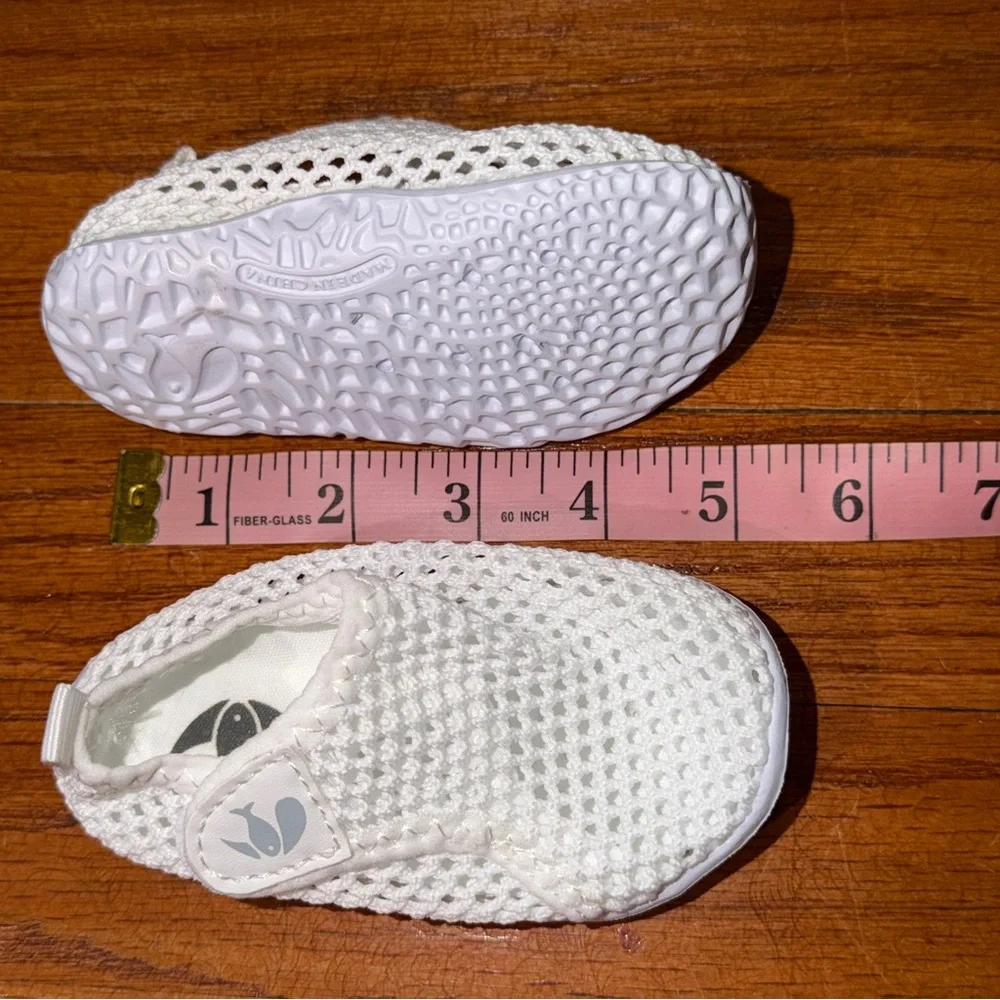 Toddler White Mesh Water Shoes | Lightweight Slip-On Pool Beach Shoes | Size 4